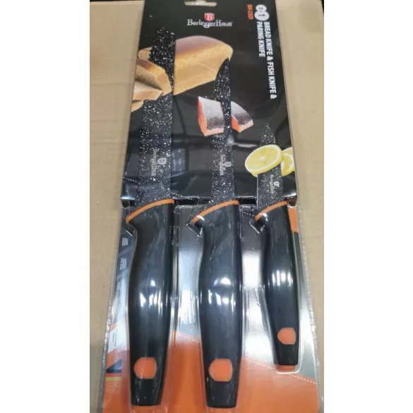 Berlinger Haus Granit Diamond Line 3 részes késkészlet,fekete-narancs, BH-2301